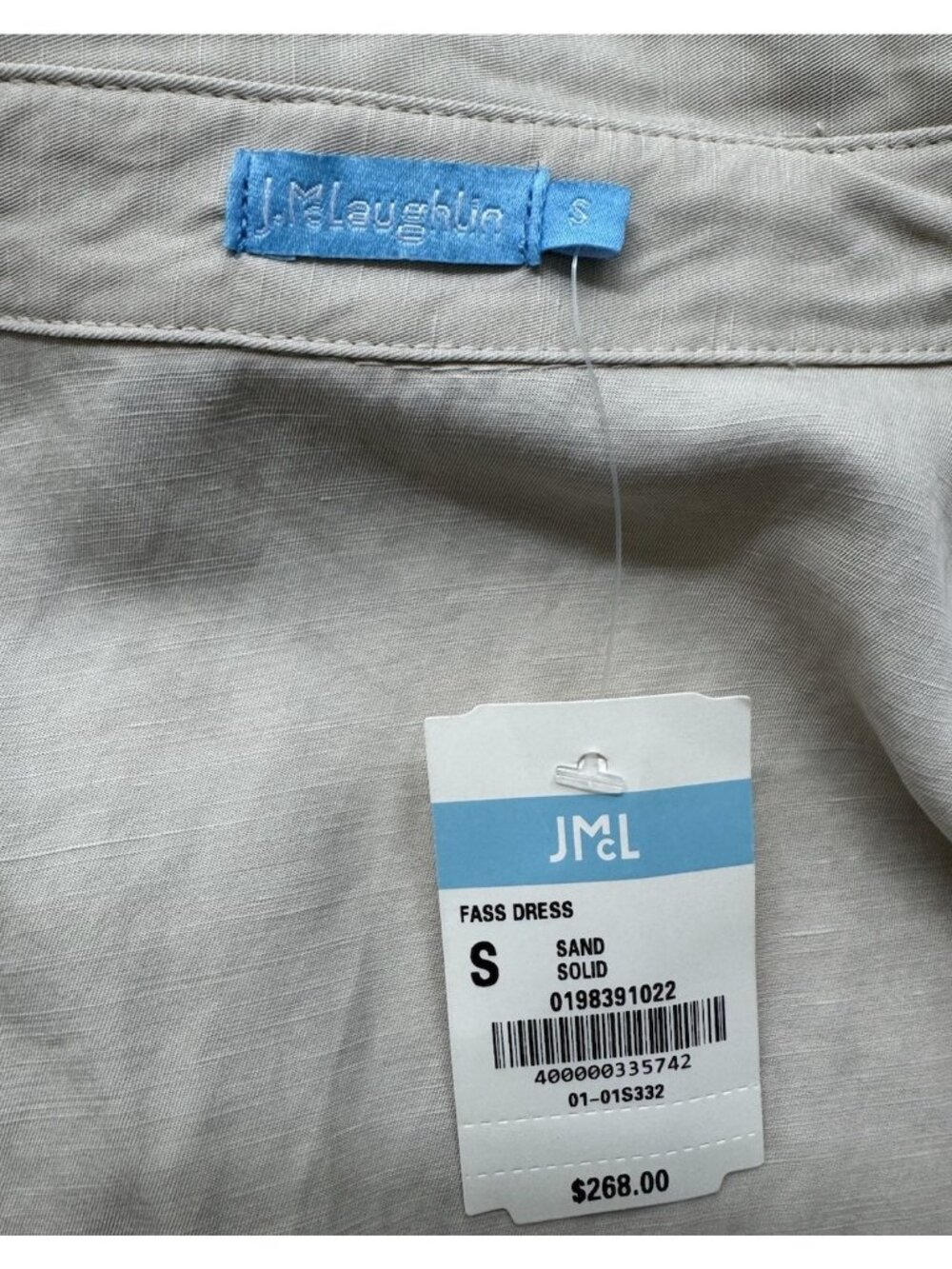 J. McLaughlin Wrap Midi Dress Linen Blend Sand Color Size Small NEW - Picture 5 of 7